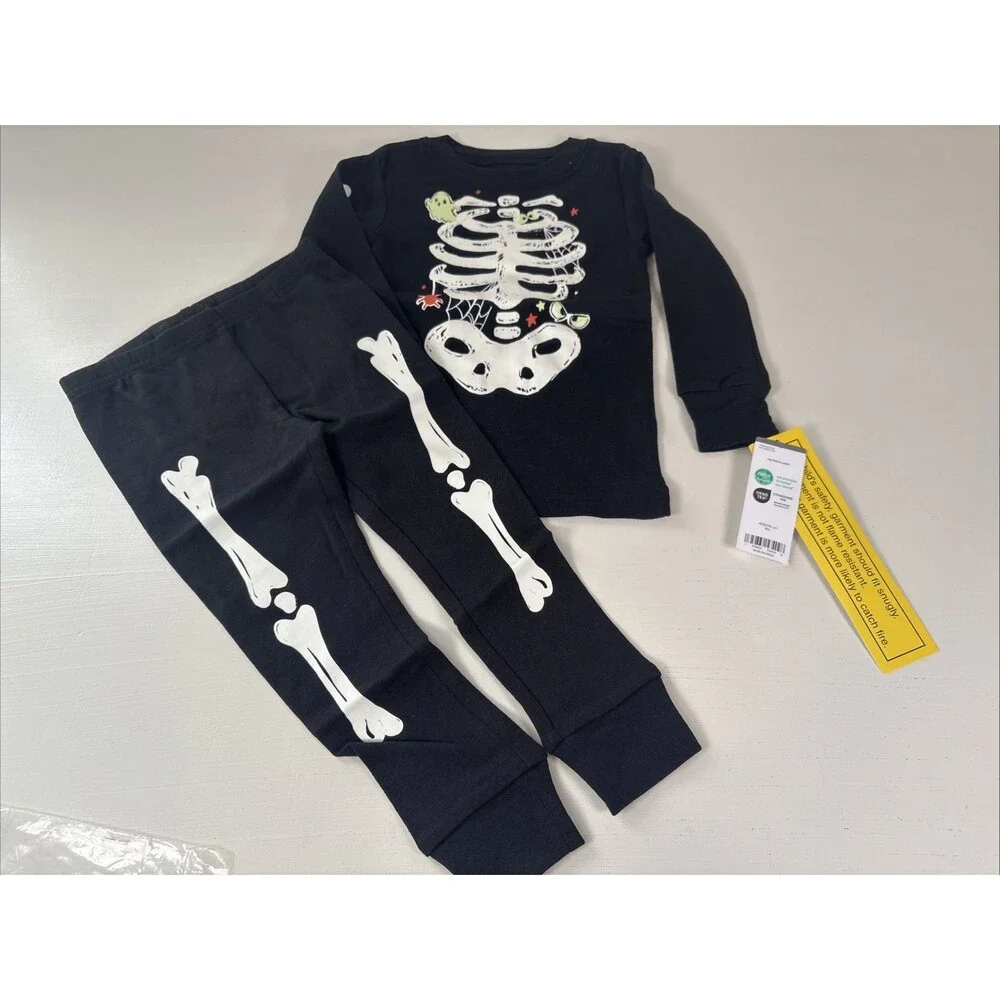 Carter's Toddler Boy's Halloween Skeleton Pajama Set Size 18 Month